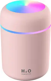Mini Humidifiers with Colorful Cool LED Night Light 300ml Mist Humidifiers for Car Office Room Bedroom (Pink)