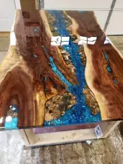 Blue Ocean River Dining Table , Live Edge Walnut Table , Office Modern Furniture