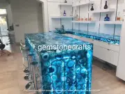 "Blue Agate Kitchen Countertop Slab – Geode Office Countertop & Furniture Decor"