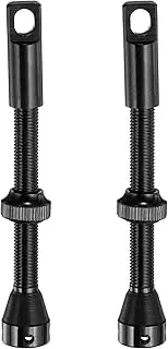 uxcell 2pcs Tubeless Valve Stems 60mm Aluminum Alloy Tubeless Valve with 4 Hole and Removal Caps Super Light No Leak Durable Fit Most Bicycle Tubeless Rims, Black