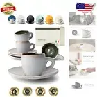 Unique Handcrafted Stoneware Espresso Cup Set - 3 oz, Microwave Safe Green Color