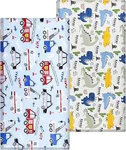 Baby Fitted Sheet for Cot 140 x 70 cm 100% Soft Cotton Mattress Protector Jersey (Dinosaurs, Cars)