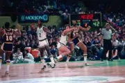 Kareem Abdul-Jabbar Los Angeles Lakers receives a pass from a team- Old Photo