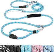 SlowTon Hands Free Dog Leash, 10FT Adjustable Training Lead with Traffic Handle 1/2 Inch Nylon Heavy Duty Lead No Pull for Large Medium Dogs, Tangle Free Reflective Waist-Leash for Walking Running