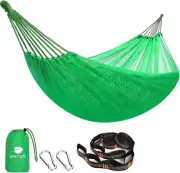 Large Net Hammock 320 x 150 cm Breathable Cool Mesh Hammock with Tree Straps for