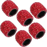 ELAYARD 6pcs Car Valve Cap Cars Valve Automotive Small Valves Caps Decorative Tire Valve Caps Tire Valve Stem Caps Valve Cap Replacements Rhinestones Red