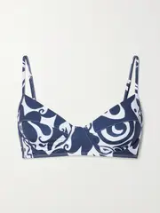 [MARA HOFFMAN] MARA HOFFMAN - + Net Sustain Lua Printed Recycled Underwired Bikini Top - Navy - large large Blue