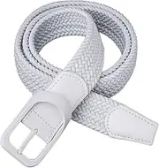 [Generic] NDSLJSLQT Elastic Woven Belts For Women & Men, 1.37" Wide Canvas Casual Braided Web Golf Belt For Jeans Pants -White