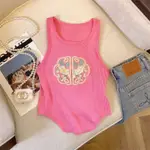 RETRO CHINESE STYLE EMBROIDERED ROUND NECK SLEEVELESS KNITTE