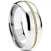 TITANIUM Highly Polished Plain RING BAND with Gold Plated Accent, size 10 - NEW!