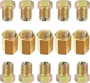 MuHize Brake Line Fittings, Upgraded 15 Pieces 7/16 24 Threads Brake Union Fittings Assortment for 1/4” Tube (5 Unions, 10 Nuts)