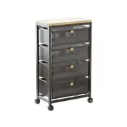 Mesh Cabinet Storage Organizer With Pull-Out Basket 4-Tier Black W/Swivel Wheel Shelf Rolling Trolley Cart