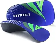 [RooRuns] FitFeet Orthotic Inserts 3/4 Length, High Arch Support Foot Insoles for Over-Pronation, Plantar Fasciitis, Flat Feet - Shoe Inserts for Walking, Running Men and Women, Blue&black, M | Men's 6.5-8.5, Women's 7.5-9.5