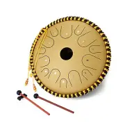 14 inch 14-Tone Carbon Steel Tongue Drum Hand Pan Drums with Drumsticks N7Q7