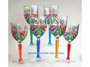 SORRENTO WINE GLASSES - SET OF 6 - HAND PAINTED VENETIAN GLASSWARE