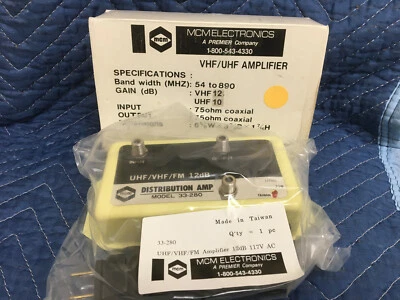 NEW - MCM Electronics UHF/VHF/FM Distribution Amplifier (33-280)