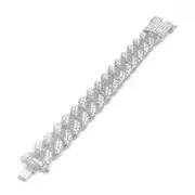 Hip Hop Men Cuban Link Chain Bracelet Shiny Rhinestone Inlaid Bangle Jewelry