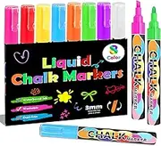 Liquid Chalk Pens for Blackboard Wipeable - 8 Colors Liquid Chalk Markers for Windows and Glass Washable, 3mm Window Pens Chalkboard Markers for Drawing Writing
