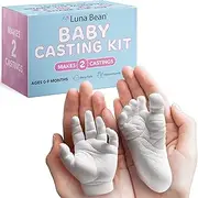 Luna Bean Baby Footprint & Hand Casting Kit – Premium Newborn Infant Keepsake - New Mom Gifts, Baby Shower Gifts for Girls and Boys