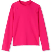 Lands' End Girls Plus Chorine Resistant Long Sleeve Mock Neck Rash Guard in Pink at Nordstrom, Size Medium