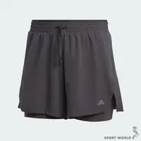 在飛比找Yahoo奇摩購物中心優惠-Adidas 女緊身短褲 二合一 高腰 內裡緊身 黑【運動世