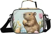 Insulated Lunch Box Capybara Easter Egg Cute for Women Men - Ideal for Work, Picnics - Includes Adjustable Shoulder Strap
