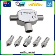 2-Way Aerial Splitter Cable TV Splitter Digital Signal Antenna RF Coaxial Ada...
