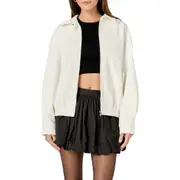 English Factory Oversize Corduroy Zip Jacket in Off White at Nordstrom, Size Medium