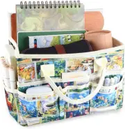 Craft Organizer Bag with Multiple Pockets, Large Art Storage Caddy with Handles