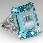 新品熱賣微鑲鑲嵌海藍色托帕石方鉆公主戒指 歐美時尚訂婚指環女