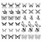 Womaha Black Butterfly Series 36 Sheets Butterfly Temporary Tattoos for Women Girls