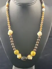 Faceted Jasper & Quartz Chunky Navajo Sterling Silver Necklace 20" 10079