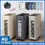 Moveable Laundry Washing Clothes Storage Foldable Bag Hamper Basket Organiser