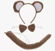3 Pcs/set and Ears Costume Brown Monkey/Mouse Bow Tie Party Dress Up