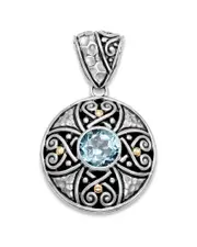 Samuel B. 18K & Silver 1.00 ct. tw. Blue Topaz Pendant