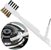 Kitchen Cleaning Scrub Brush - Deep Gas Stove Brass Wire Brushes with Stiff Bristles & Cooktop Scraper, Scrubber for Range Hood Grease Grime, Rust Cleaner for Pot Pan, Household Cleaning Tools