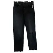 Old Navy Women’s Jeans Size 12 Extra High Rise Sky High Straight Black Acid Wash
