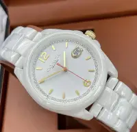 在飛比找Yahoo!奇摩拍賣優惠-COACH Greyson 白色錶盤 白色陶瓷錶帶 石英 女