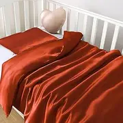PROMEED 100% Mulberry Silk Crib Duvet Cover and Pillowcase Set for Baby Boys/Girls, Premium 23 Momme 6A+ Grade Pure Silk Toddler Bedding Set (Dusk, Crib)