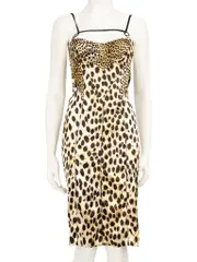 Leopard Knee Length Sleeveless Dress