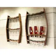 2 Pack: Wine Barrel Trio Bottle + Trio Glass Display (Wine Rack-Wall Mount)