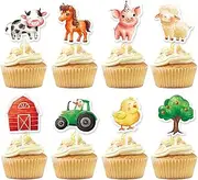 WERNNSAI Farm Animals Cupcake Toppers - 40 PCS Farm Cake Toppers Farm Birthday Party Decorations Tractor Barnyard Cupcake Toppers for Kids Birthday Baby Shower Party Supplies