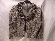 NWT - DANNY & NICOLE RUFFLED COLLAR SWEATER JACKET - WOMEN'S SIZE 12P
