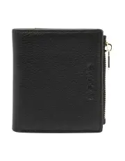 [Mocha] Alison Leather Small Wallet in Black