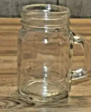Jar tooth pick holder or juice glass Mason jar style with handle