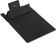 15W Wireless Charging Pad – Mat with Phone Holder Dock | Foldable Desk Mousepad for Laptop PC, Anti-Skid PU Leather, Fast Charging Tray for Smartphone, Keyboard Mat with USB Charging