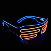 Neon Rave Glasses El Wire Flashing LED Sunglasses Light Up DJ Costumes for Party, 80s, EDM, Halloween RB5068B(Blue + Light Green)