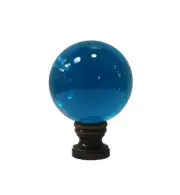Lamp Finial-Large AQUA GLASS ORB-Brass Base-Choice of 3 Finishes AB,CH or PB