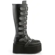 Demonia Damned-318 Black Vegan Leather Platform Boots • Ships in 2-4 Weeks • ...