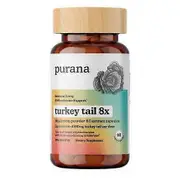 Purana Turkey Tail 8:1 Mushroom Powder 8X Extract, 60 Count